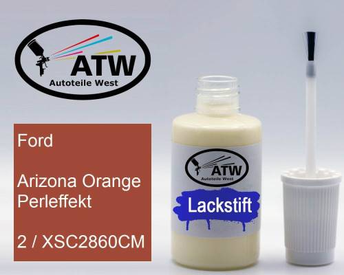 Ford, Arizona Orange Perleffekt, 2 / XSC2860CM: 20ml Lackstift, von ATW Autoteile West.